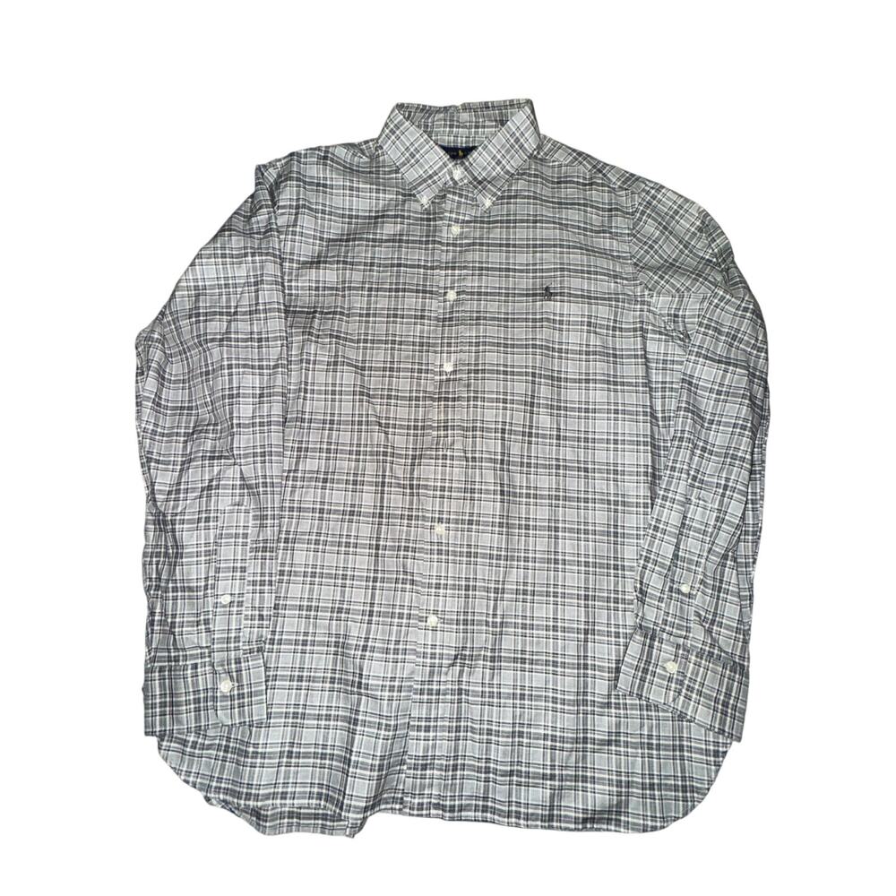 Ralph Lauren Button Front Shirt Men's Size XL Black Plaid L/S Embroidered Pony